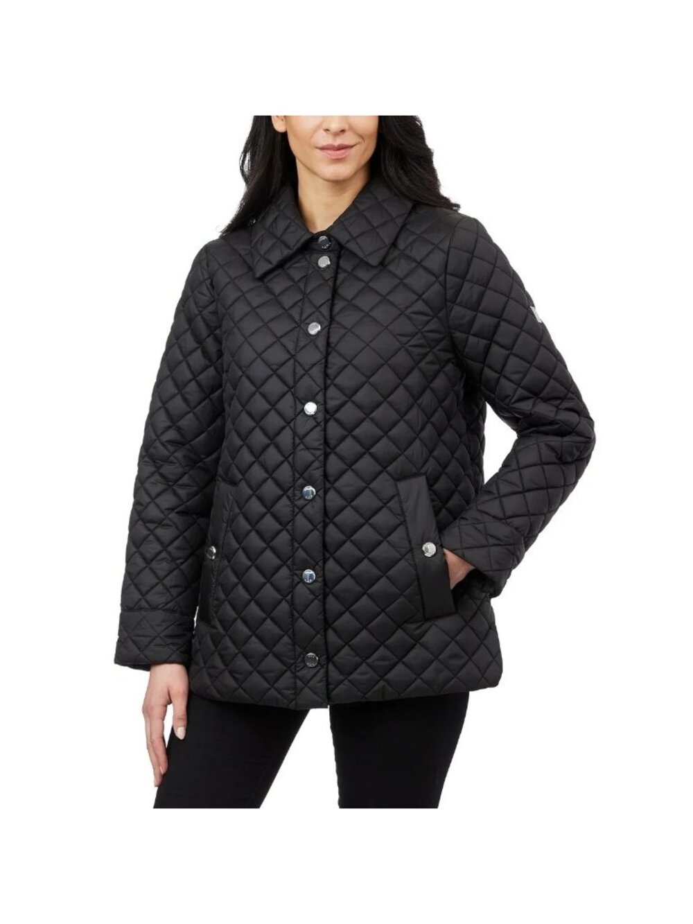 NWT Anne Klein Women's S Black Quilted Jacket Polyester Button Up